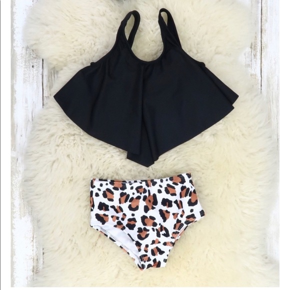 6/12 months LEOPARD HIGH WAISTED BIKINI - Picture 1 of 1